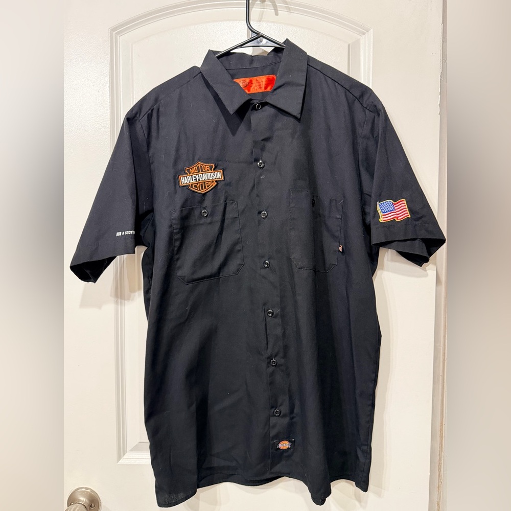 Men’s Harley Davidson “Dickies” Button Down Shirt LG